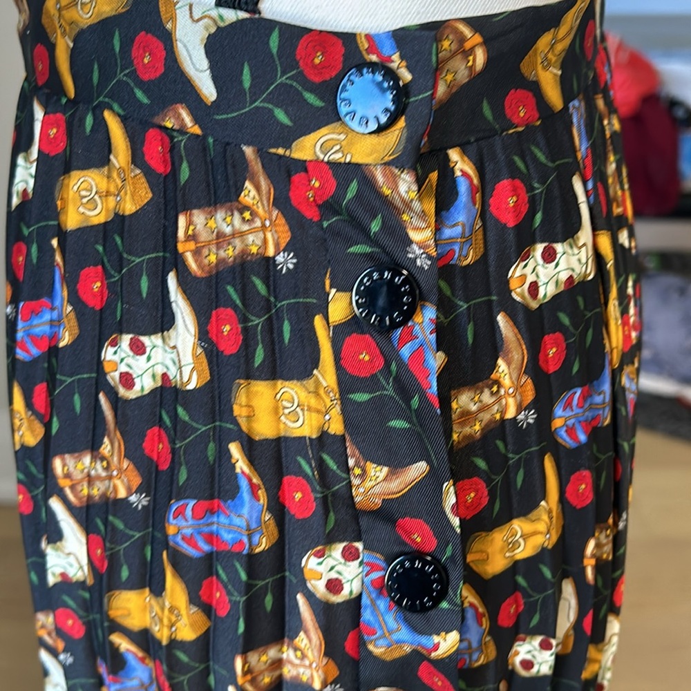 Sandro women’s size 1 Palma combos boot print pleated midi skirt - Picture 5 of 6